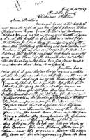 From James Patterson and Joseph D. Harris (Pontotoc County, Chickasaw Nation).  To James Gamble.  Dated July 15, 1857.  Re: the murders of John Brown and Gilbert Allen; opposition to new Chickasaw Constitution and treaty with U.S.