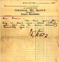 Personal records and correspondence:  1903.  Green McCurtains [personal?] accounts and correspondence with various merchants, including George W. Scott, Dyke Bros. Wholesale Lumber of Fort Smith, Arkansas, and others