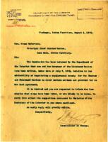 General correspondence and records: 1903 (August 1  15).  Miscellaneous letters regarding land allotments, tribal citizenship, segregated coal land, non-citizen cattle grazing on allotted land, Mississippi Choctaw, hay and cattle royalties, other tribal m