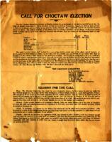General correspondence and records:  1926.  Call for Choctaw Election to be held August 11, 1926, due to vacancy in the office of principal chief, national secretary, and members of the Choctaw tribal council