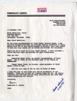 Personal Correspondence 1993: Gibson, Esmeralda T.; Gibson, Esme T.; autograph request