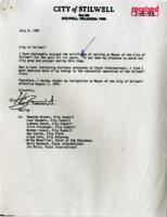 Personal Correspondence 1993: City of Stilwell; Zimmerman, Hugh E Jr.