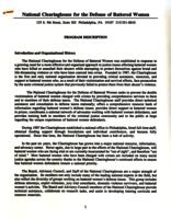 Personal Correspondence 1993: National Clearinghouse for the Defense of Battered Women; Program Description