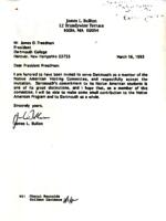 Personal Correspondence 1993: Freedman, James O.; Bullion, James L.; Dartmouth; Native American Visiting Committee; Invitation; Native American Program