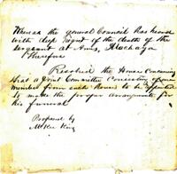 A resolution that a member from each house be appointed to make arrangements for the funeral of the Sergeant and Arms, Imachaya. Passed Senate, House, and was approved, November 1, 1872.
