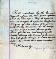 Resolution requesting the Public Council to appoint two persons to negotiate with Wesley Anderson, to relinquish certain portions of his claim to the Choctaw Nation. Passed House October 29, 1884. Passed Senate and approved October 30, 1884.