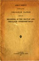 Argument on behalf of the Chickasaw Nation against the reopening of the Choctaw and Chickasaw citizenship rolls.