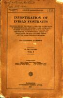 Investigation of Indian Contracts. Report No. 2273. Vol. 1