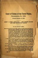 Court of Claims of the United States. Motion 2. John T. Ayres, Executor, V. The United States and the Chickasaw Nation. Congressional, No. 11903.